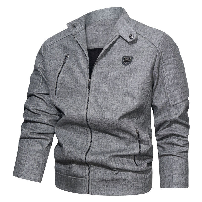 Herren robustes Denim‑Look Fieldblouson mit gesteppter Schulterpartie und Reißverschlussdetails Echoarchiv