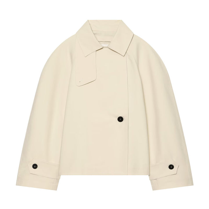 Damen Kurz geschnittene Trenchjacke mit Oversize-Ärmeln und verdeckter Knopfleiste Echo Archiv