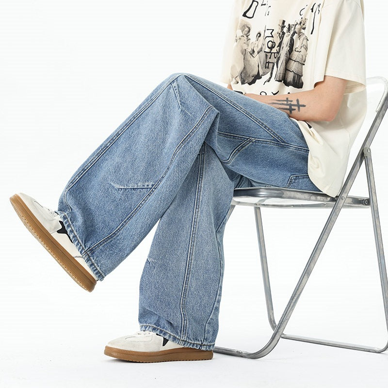 Herren Extraweite Baggy-Jeans mit tiefem Schritt und markanten Kontrastnähten Echo Archiv