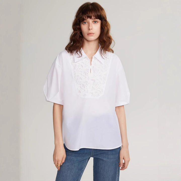 Damen Elegante Bluse mit traumhaftem Stickdesign und Knopfdetails Echo Archiv
