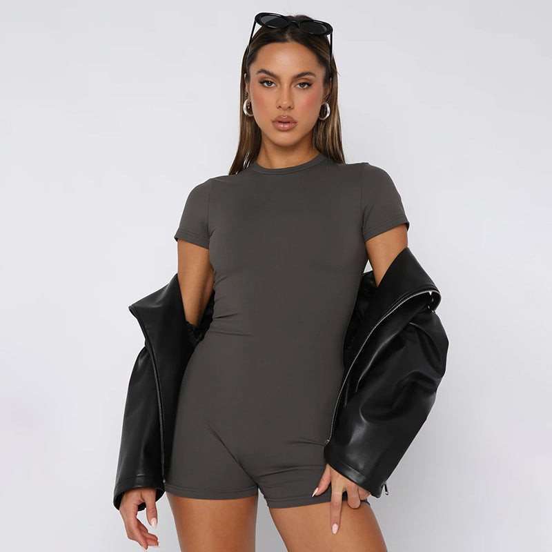 Damen figurbetontes Kurzoverall mit T-Shirt-Ärmeln Echo Archiv