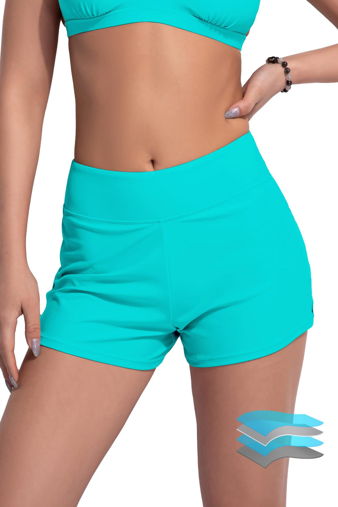 Damen Hochgeschnittene Sport-Badeshorts mit elastischem Bund Echo Archiv