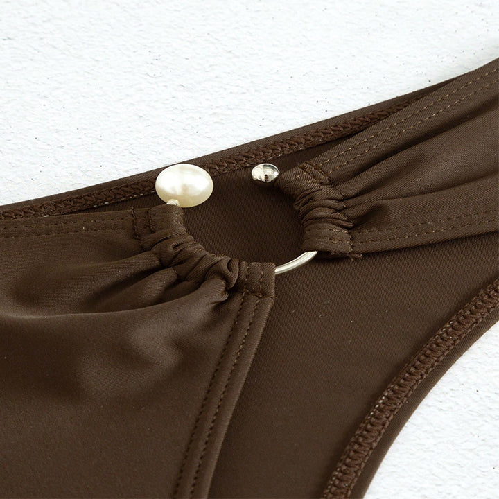 Damen Hochgeschnittene Bikini-Hose mit Perlendetail Echo Archiv