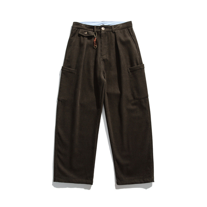 Herren Weite Cord‑Cargohose mit Bundfalten, aufgesetzten Beintaschen und Relaxed‑Fit Echo Archiv