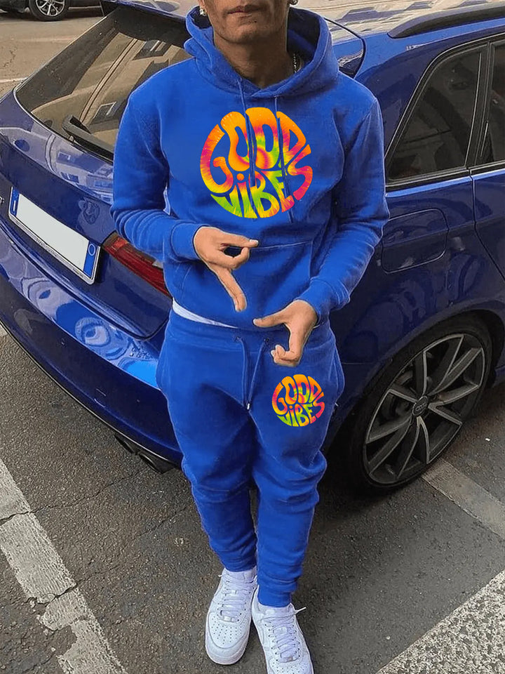 Herren Sweatshirt und Jogginghose Set mit buntem Grafikdesign Echoarchiv