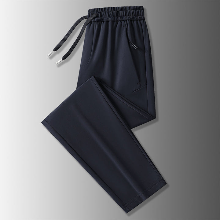 Herren-Jogginghosen mit elastischem Komfortbund, mit Reißverschluss versehenen Taschen und geradem Schnitt – Sorevano