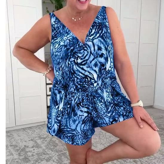Damen lässiger Overall mit buntem Tiermuster Echo Archiv
