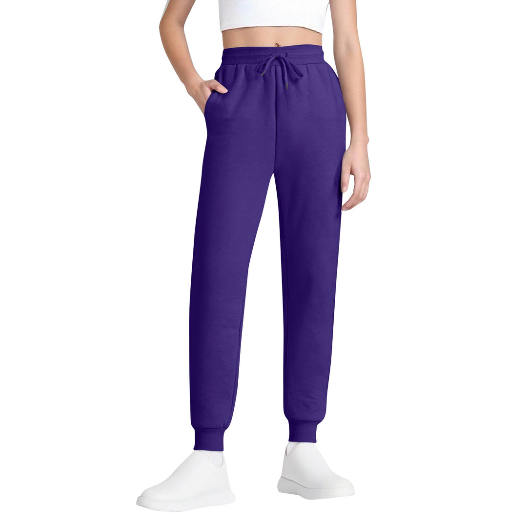 Damen schlanke hochgeschnittene Jogginghose mit Tunnelzug, Eingrifftaschen und Bündchen – Avélisse