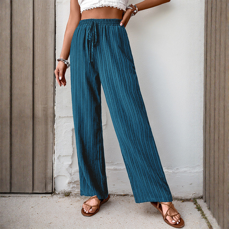 Damen Weite Sommerhose aus leichtem Crinkle‑Stoff mit elastischem Bund und Tunnelzug Echoarchiv