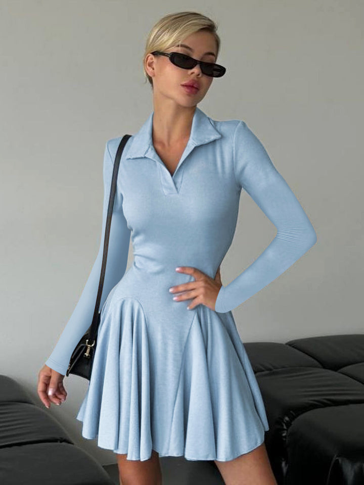 Damen Polo-Kleid mit langen Ärmeln und schwingendem Rock Echo Archiv