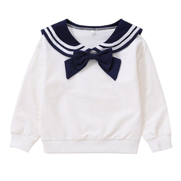 Mädchen Sweatshirt mit maritimem Kragen und dekorativem Schleifendetail Echo Archiv