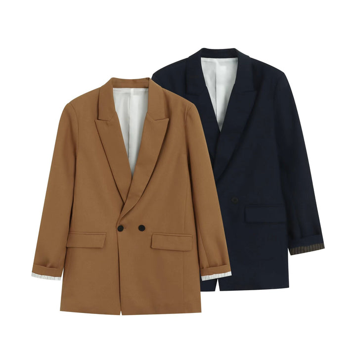 Damen Doppelreihiger Longblazer mit aufgesetzten Taschen und Umschlagärmeln Echo Archiv