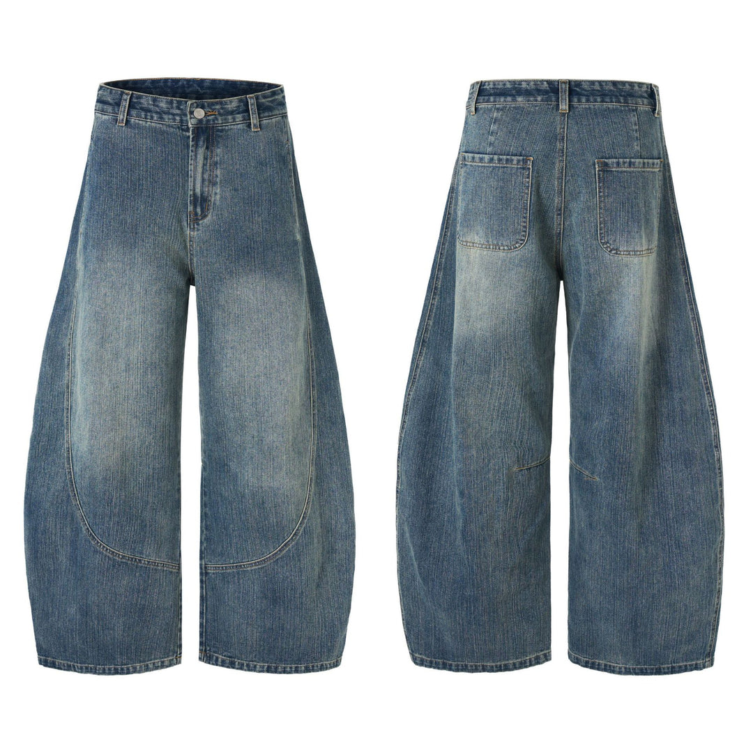 Damen Extraweite Denim-Palazzohose mit skulpturalen Rundnähten Echo Archiv