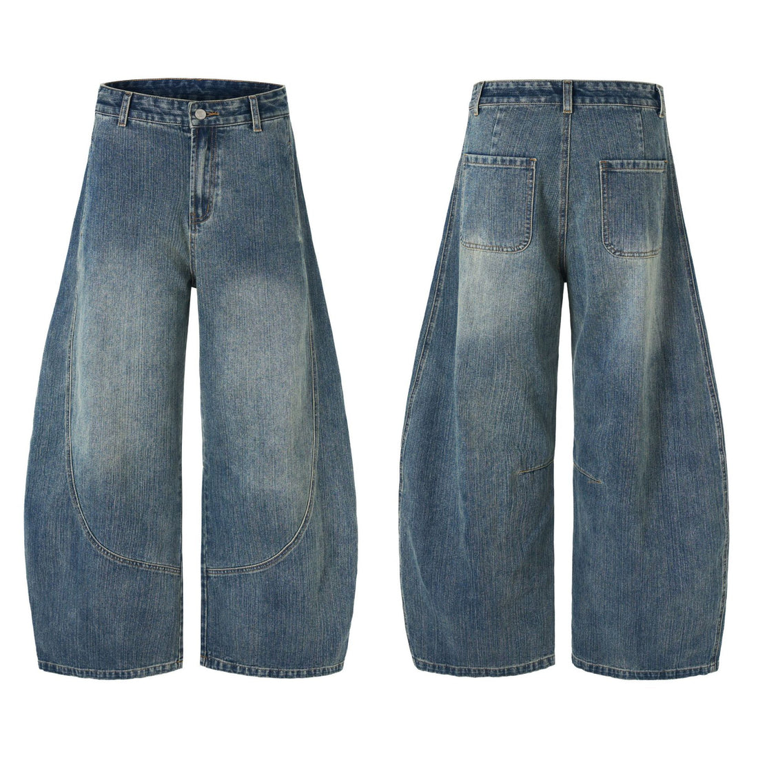 Damen Extraweite Denim-Palazzohose mit skulpturalen Rundnähten Echo Archiv