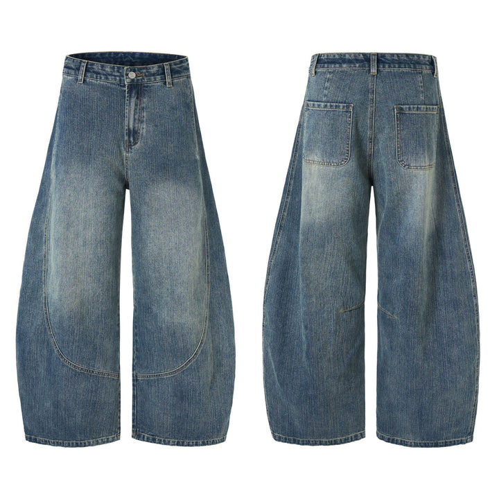 Damen Extraweite Denim-Palazzohose mit skulpturalen Rundnähten Echo Archiv