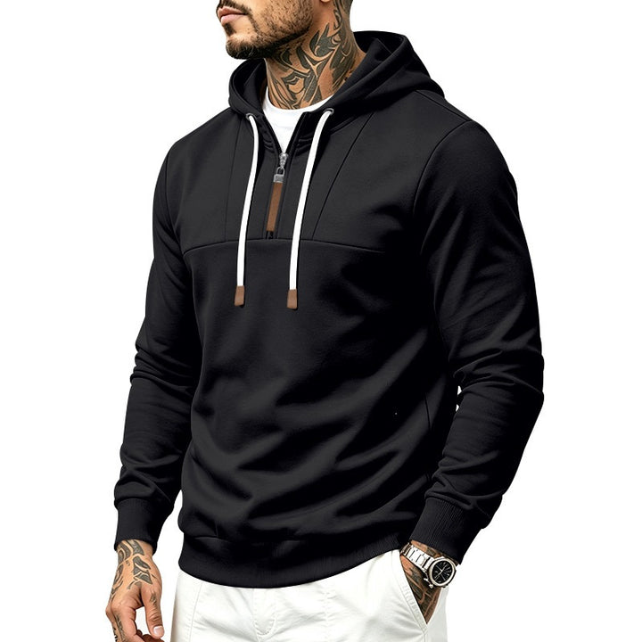Herren Moderner Halbzip-Hoodie aus French Terry mit Zierriegel und Kordelzug Echoarchiv