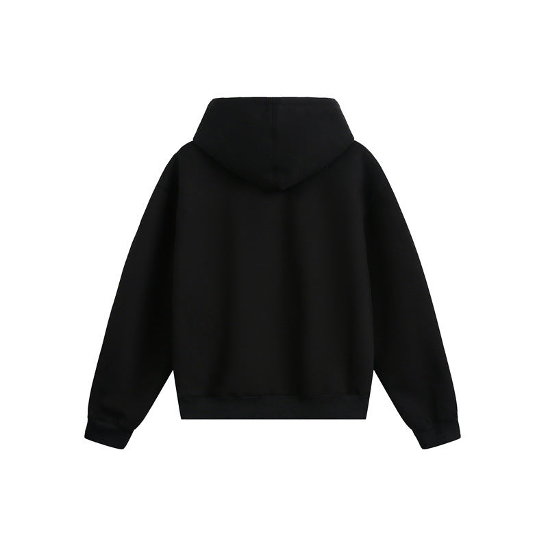 Unisex Oversize Kapuzen-Zipjacke mit Zwei-Wege-Reißverschluss und Statement-Print Echoarchiv
