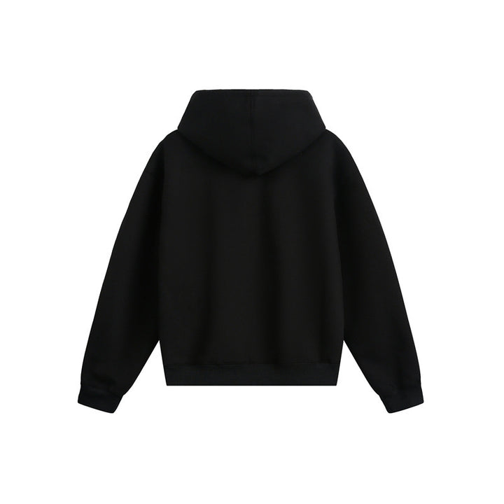 Unisex Oversize Kapuzen-Zipjacke mit Zwei-Wege-Reißverschluss und Statement-Print Echoarchiv