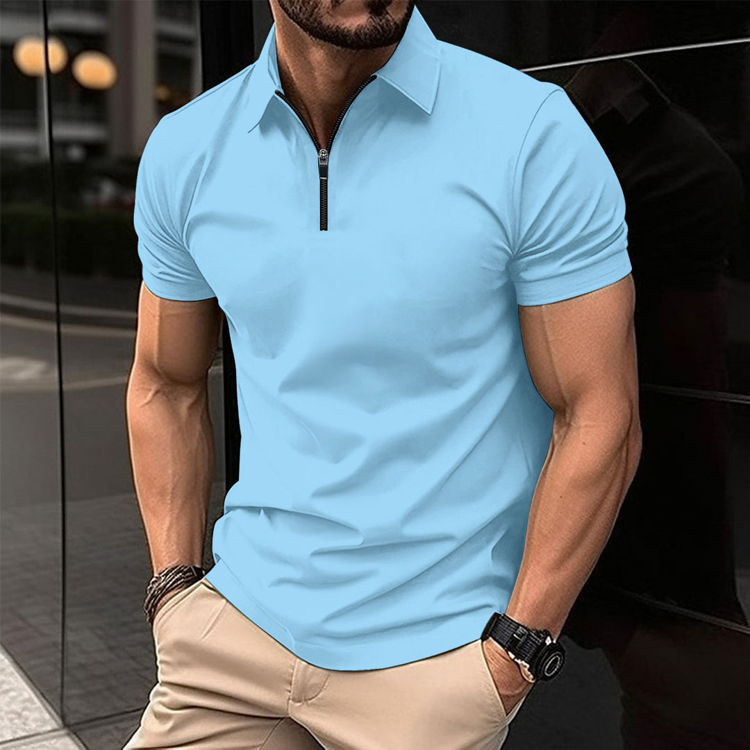 Herren Kurzarm Poloshirt mit Reißverschluss und modernem Design Echoarchiv