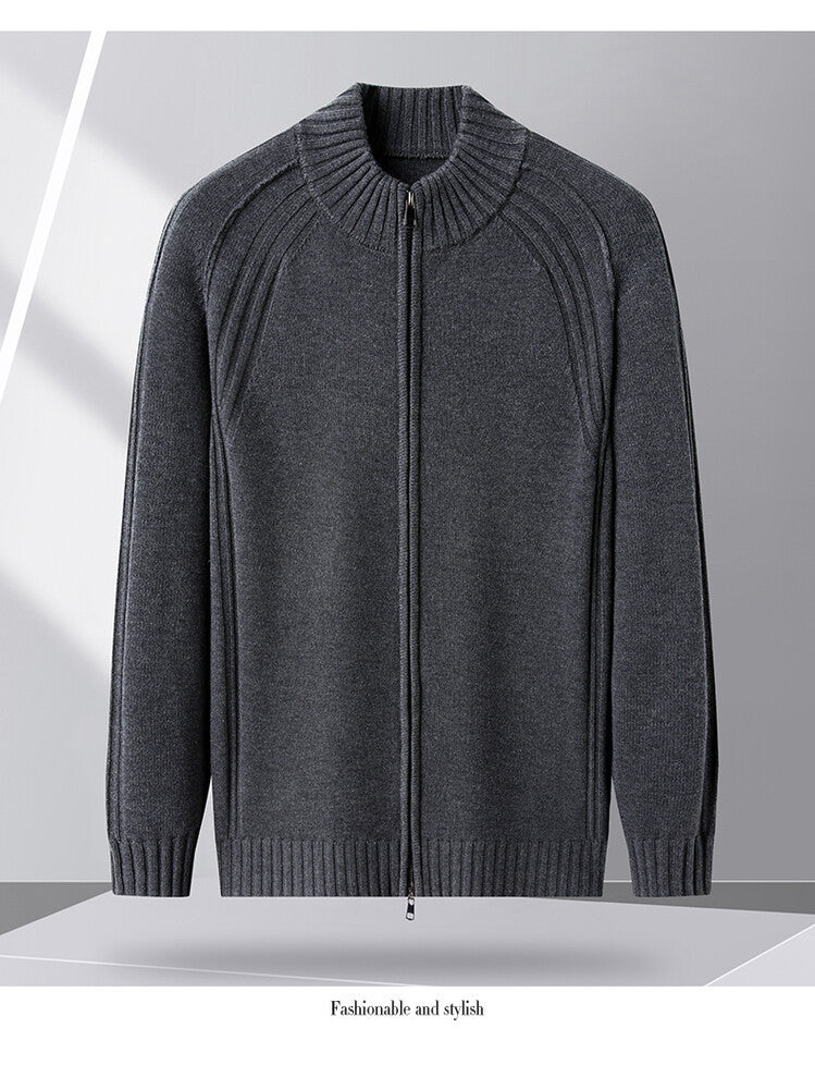 Herren Strickjacke mit Reißverschluss und hohen Kragen Echoarchiv