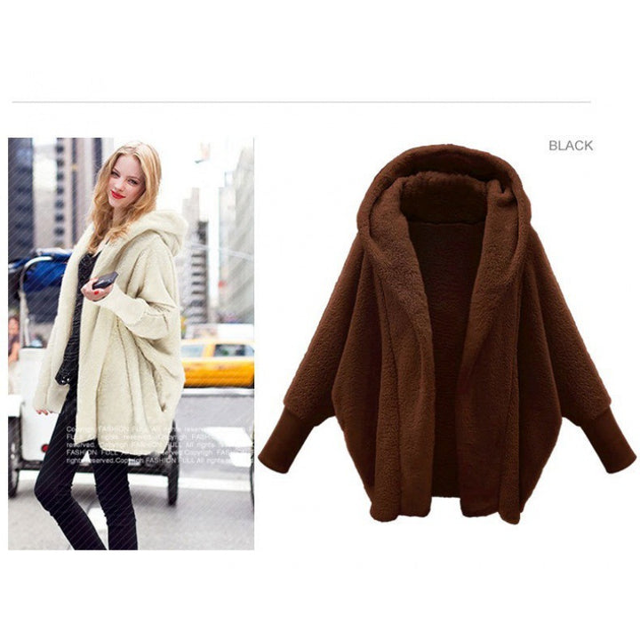 Damen Kuscheliger Oversize-Kapuzencardigan aus Teddyfleece mit Fledermausärmeln Echo Archiv