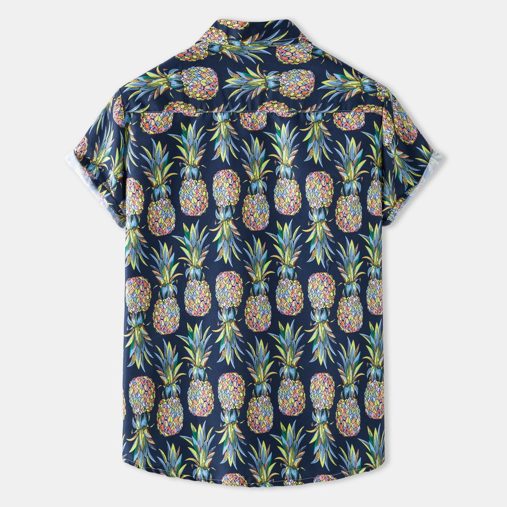 Herren Kurzarmhemd mit fruchtigem Ananas-Motiv und lockerer Passform Echoarchiv