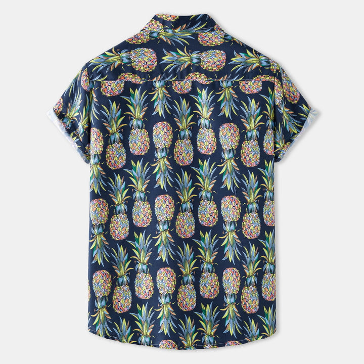 Herren Kurzarmhemd mit fruchtigem Ananas-Motiv und lockerer Passform Echoarchiv