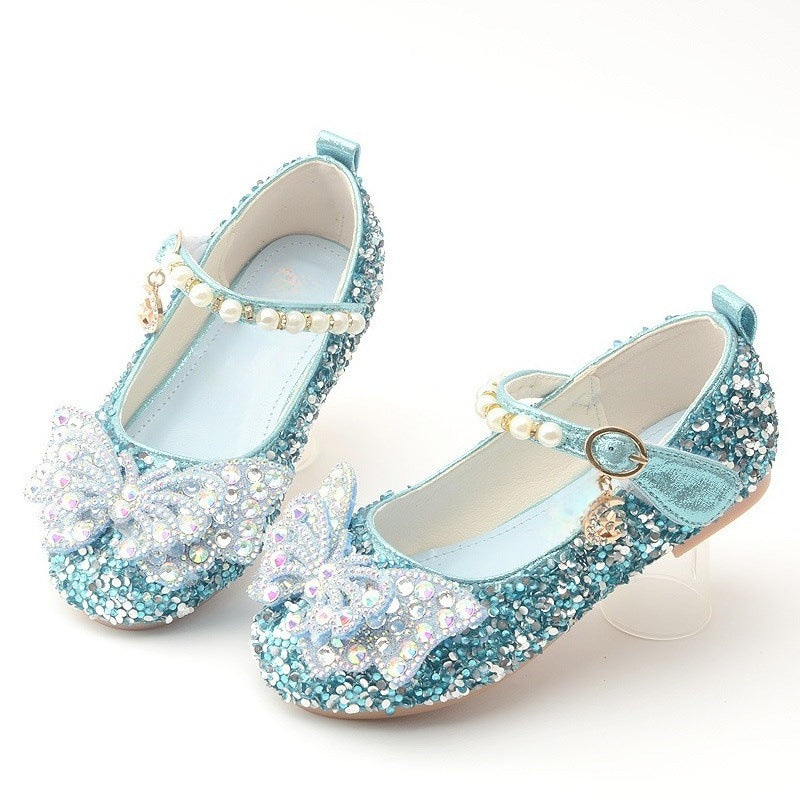 Mädchen Glitzernde Ballerinas mit filigranen Schleifenapplikationen Echo Archiv