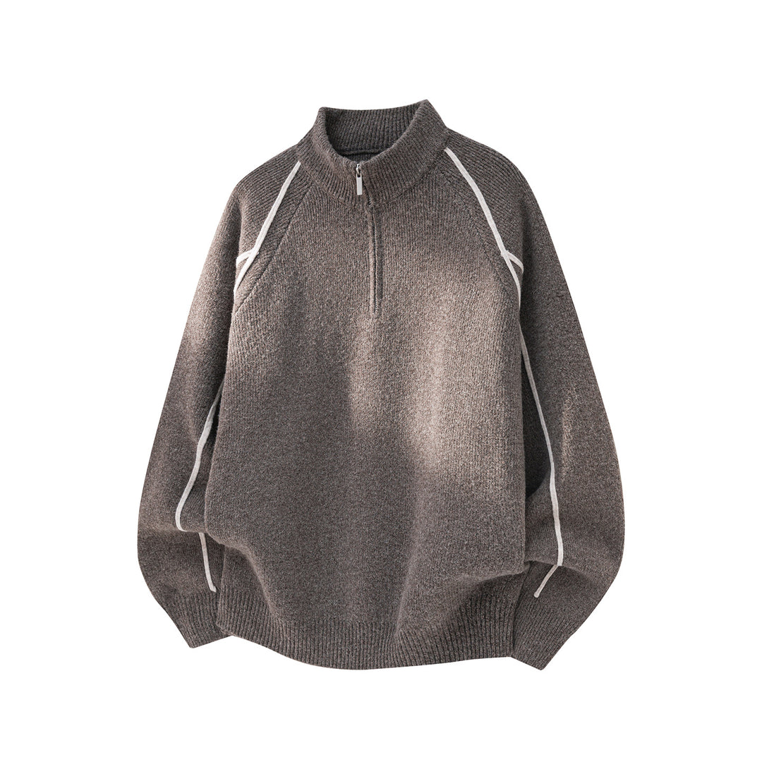 Herren Oversize Strickpullover mit Halbreißverschluss und Kontrastpaspeln Echo Archiv