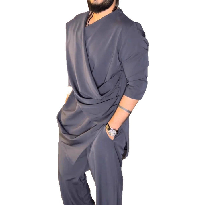 Herren stylische Wickelbluse mit Drapierungsdetails Echoarchiv