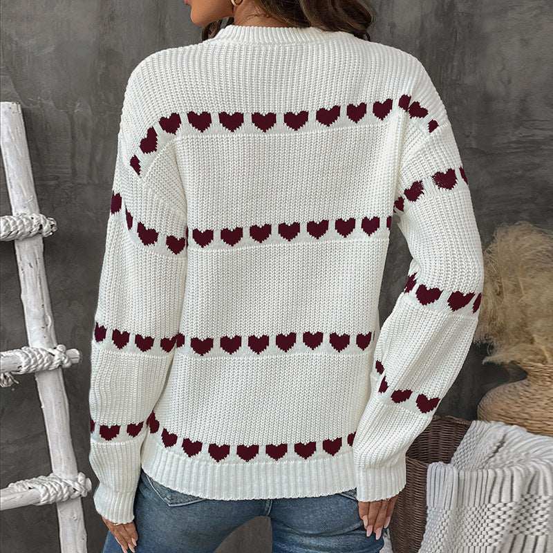 Damen Kuscheliger Strickpullover mit Herzmuster Echo Archiv