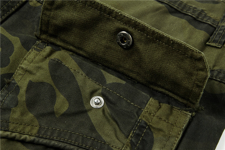 Herren Cargohose im Slim-Fit mit verstärkten Knien Multifachtaschen und Stoffgürtel – Bravaro