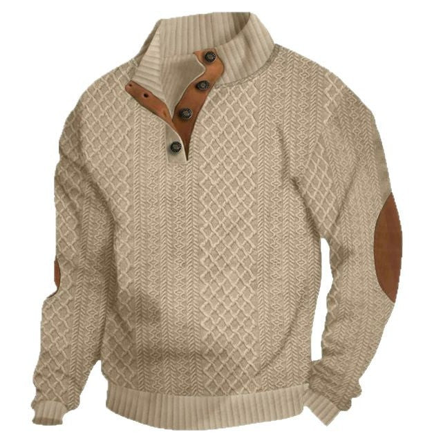 Herren Strickpullover mit meliertem Muster und Knopfleiste Echoarchiv