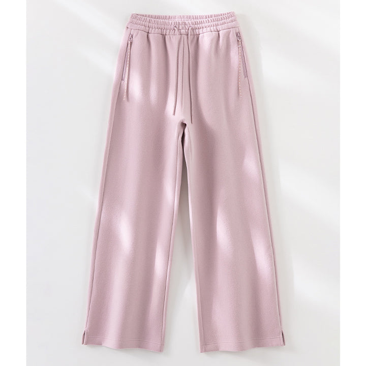 Damen weite French‑Terry Lounge-Sweatpant mit hohem Bund, Kordelzug und seitlichen Schlitzen Echoarchiv