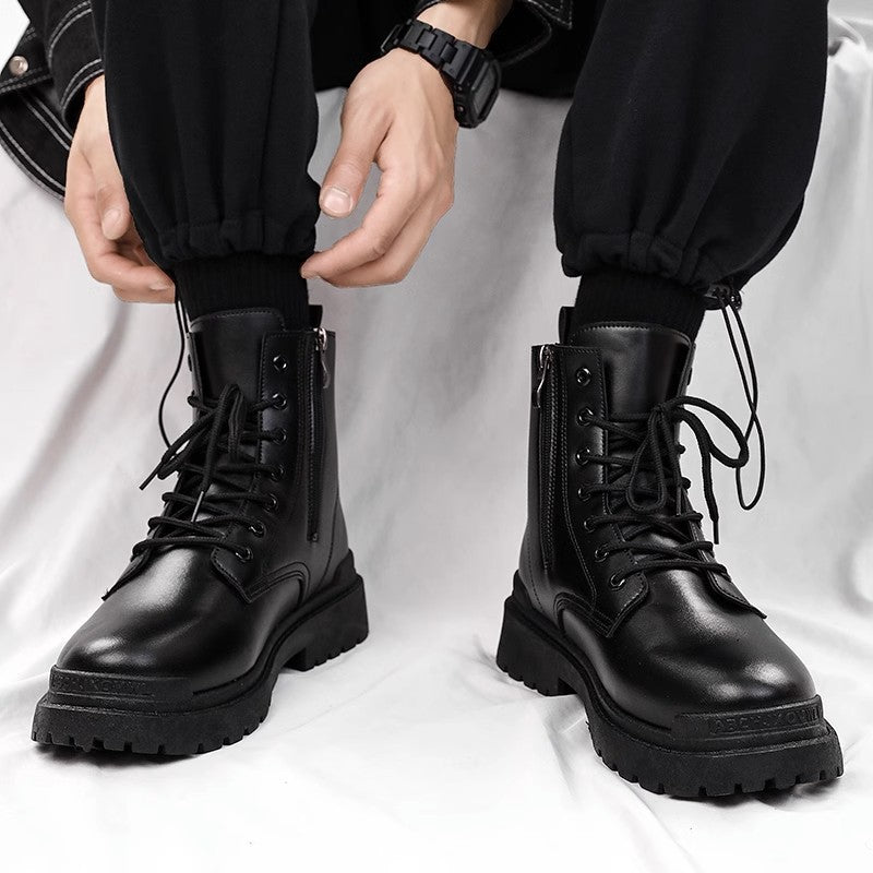 Damen Chunky Combat-Stiefel mit Reißverschluss, profilierter Gummisohle und Schnürung Echoarchiv