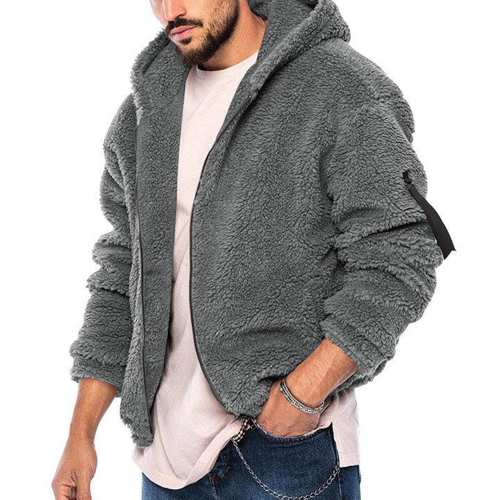 Herren Kuscheliger Teddy-Fleece-Pullover mit Kapuze Echoarchiv