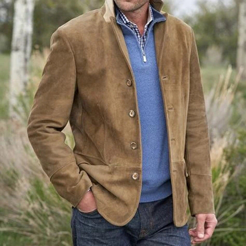 Herren Elegante Wildlederjacke mit modernen Details Echoarchiv