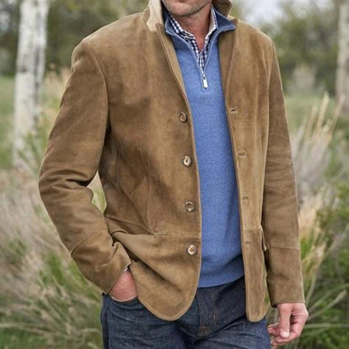 Herren Elegante Wildlederjacke mit modernen Details Echoarchiv