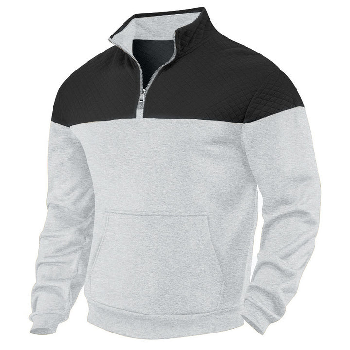 Herren Fleece Pullover mit halbhohem Reißverschluss und strukturierten Einsätzen Echoarchiv