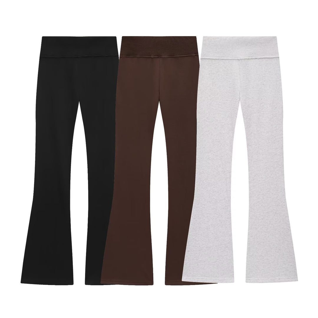 Damen 600+ hochtaillierte ausgestellte Jersey‑Hose mit Stretchbund Echo Archiv