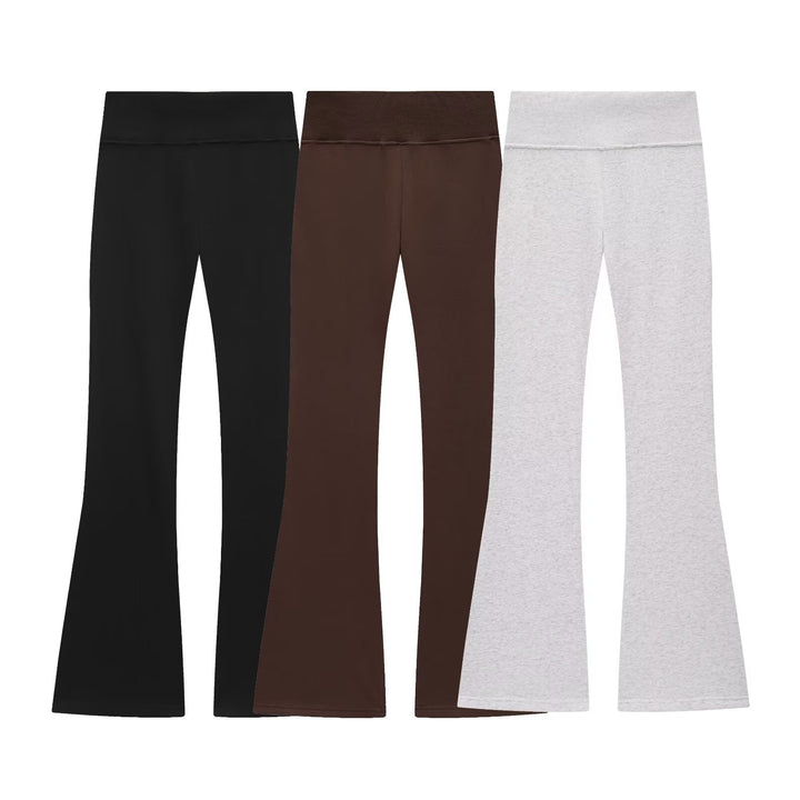 Damen 600+ hochtaillierte ausgestellte Jersey‑Hose mit Stretchbund Echo Archiv