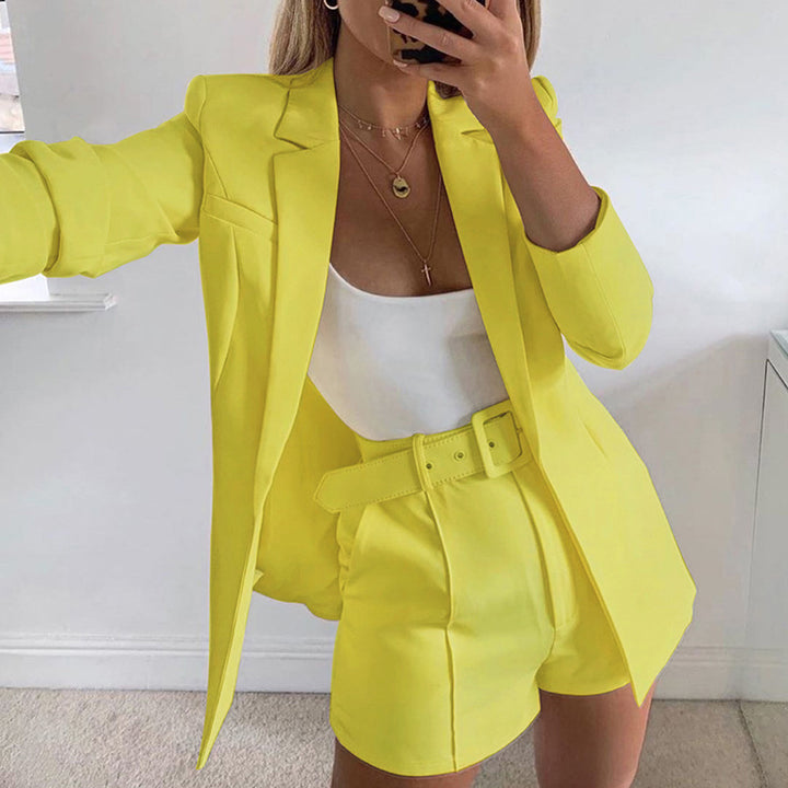 Damen Elegantes Zweiteiliges Blazer‑Shorts‑Set mit tailliertem Reversblazer und High‑Waist Shorts – Valéne