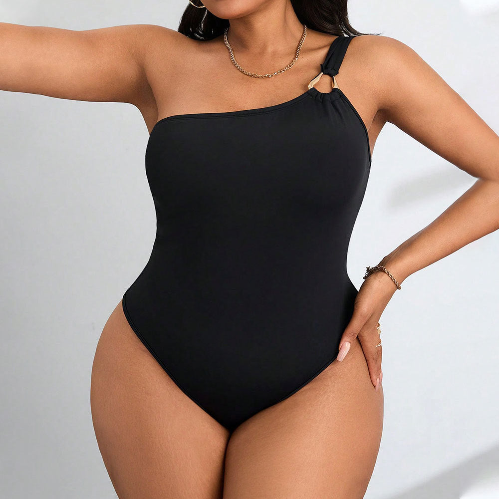 Damen Einteiler Badeanzug mit asymmetrischem Design und raffiniertem Schulterdetail Echo Archiv