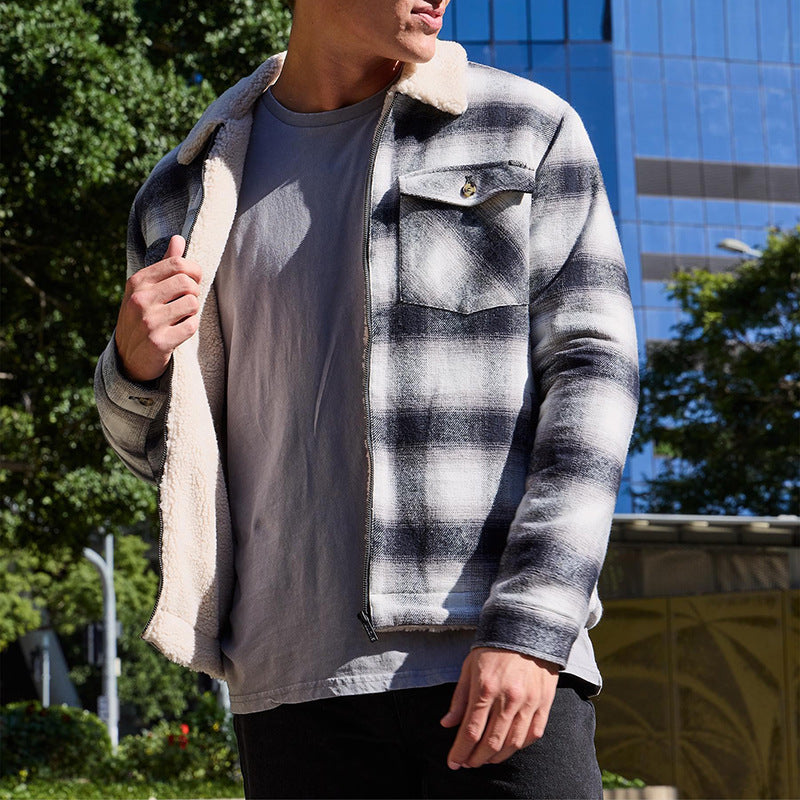 Herren stylische Flanelljacke mit warmem Fleece-Futter Echoarchiv