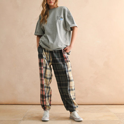 Damen Karierte Komfort-Hose mit elastischem Bund Echo Archiv