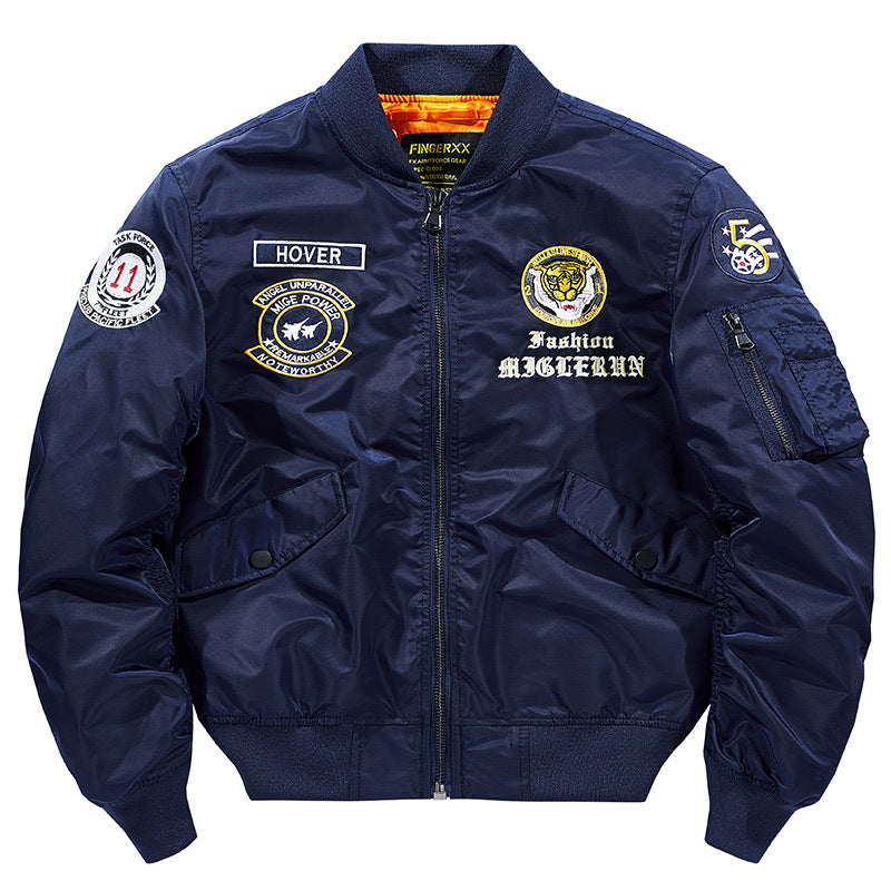 Herren  bestickte pilot-inspirierte flug-bomberjacke mit seitlichem reißverschlusstaschen utility pocket Echo Archiv