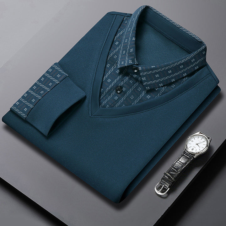 Herren elegantes Poloshirt mit strukturiertem Kragen und innovativer Knopfleiste Echoarchiv