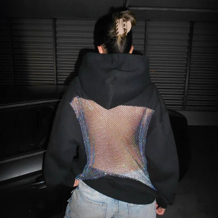 Damen nan Kapuzensweatshirt mit transparenter bestickter Rückenpartie Echo Archiv