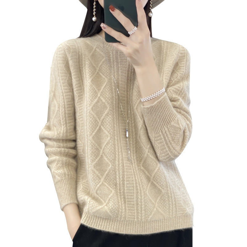Damen Zopfmuster-Feinstrickpullover mit Ajour-Bahnen und weichem Mohair-Finish Echoarchiv