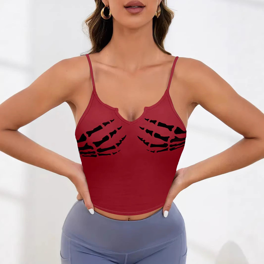Damen Sportliches Crop-Top mit kreativem Skelett-Design Echo Archiv